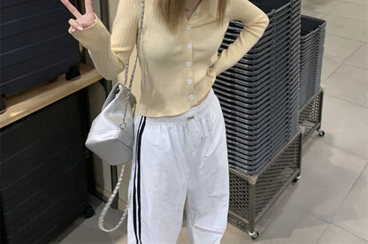 Round Neck Ribbed Cardigan