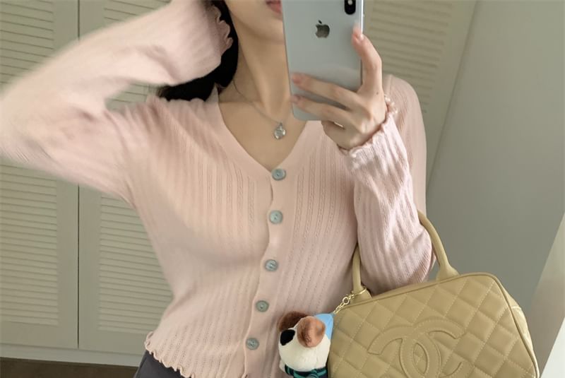 Ribbed V-Neck Cardigan