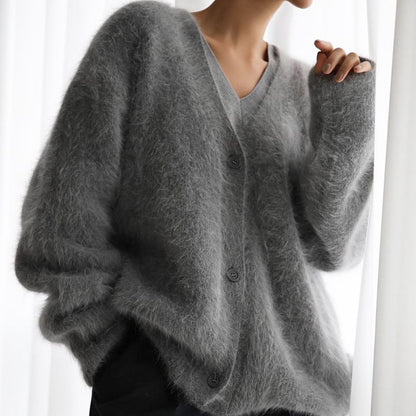 Fluffy V-Neck Cardigan