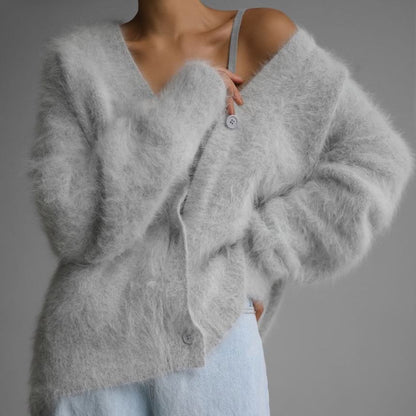 Fluffy V-Neck Cardigan