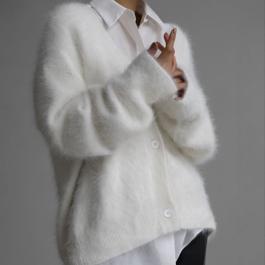 Fluffy V-Neck Cardigan