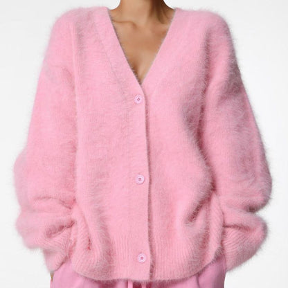 Fluffy V-Neck Cardigan