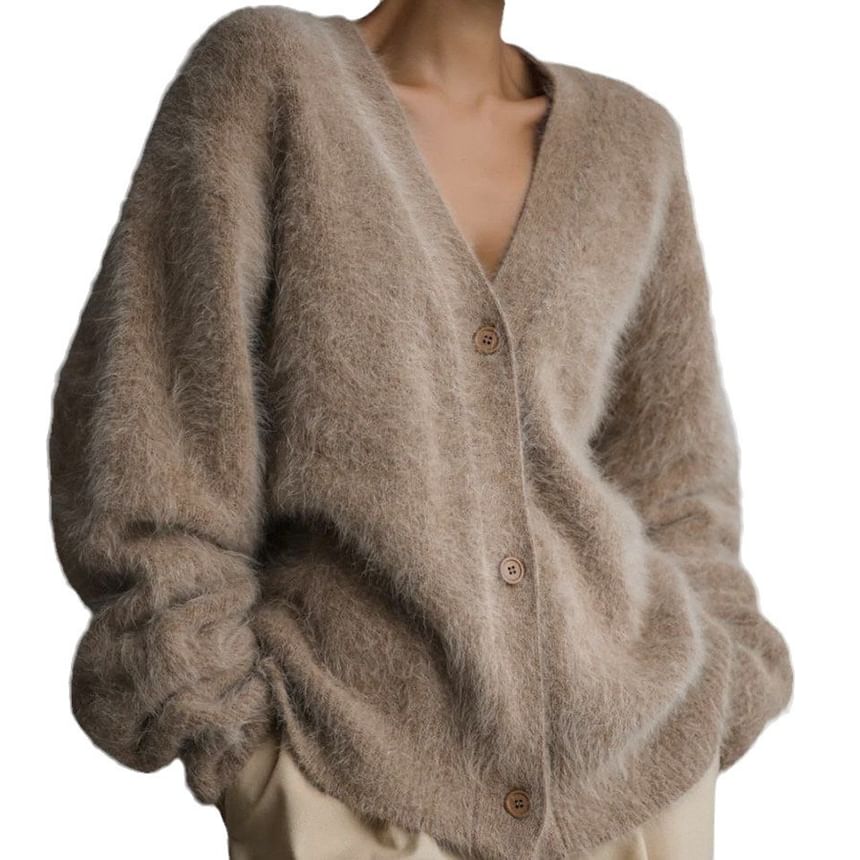 Fluffy V-Neck Cardigan