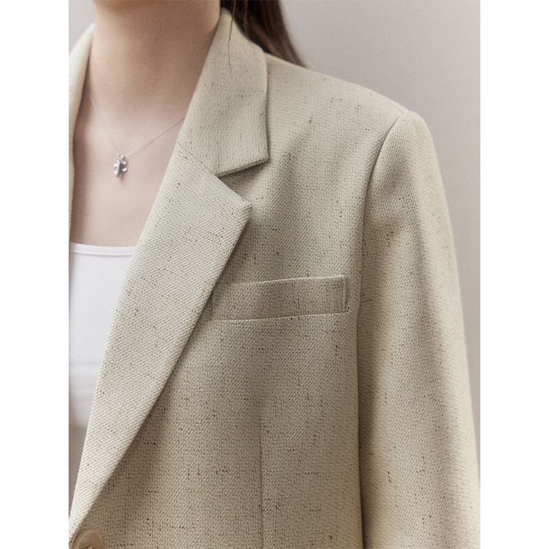 Plus Size Plain Single-Breasted Blazer