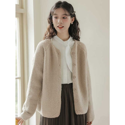 Crew Neck Button-Up Crop Cardigan