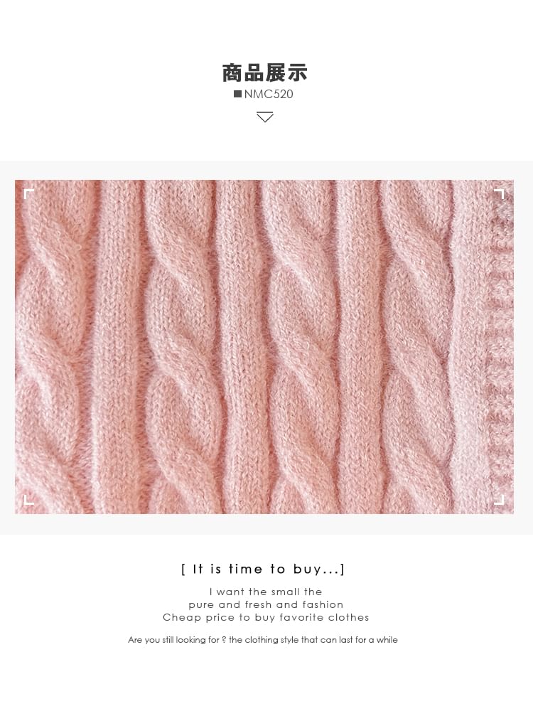 Cable-Knit Round-Neck Cardigan in 7 Colors