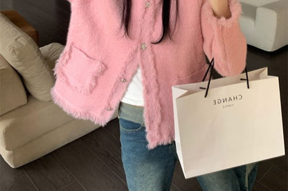 Round Neck Fray Cardigan