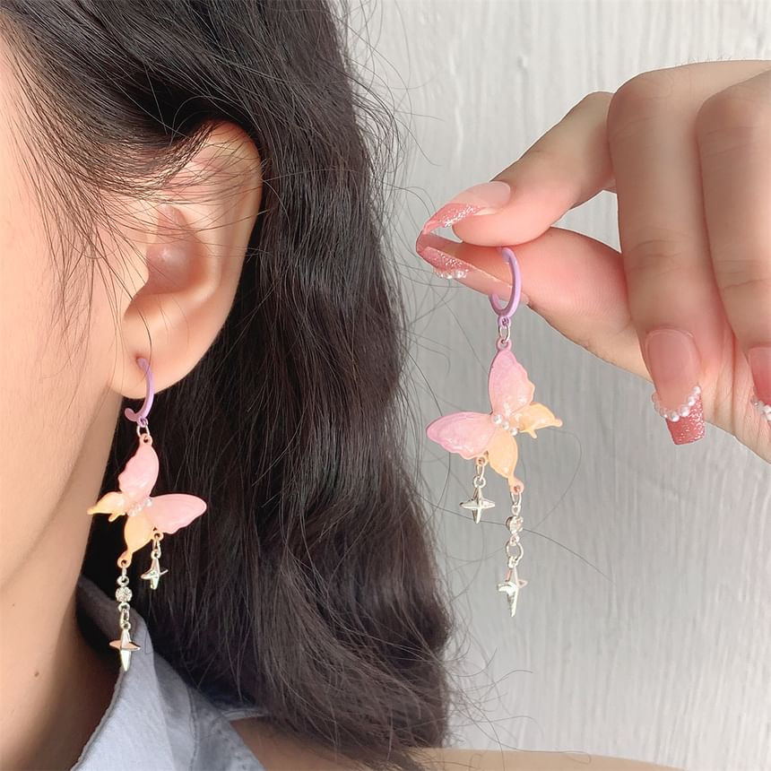 Fringed Earring Star Huggie Butterfly Drop