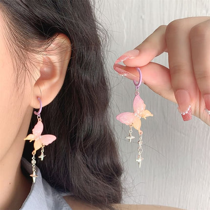 Fringed Earring Star Huggie Butterfly Drop