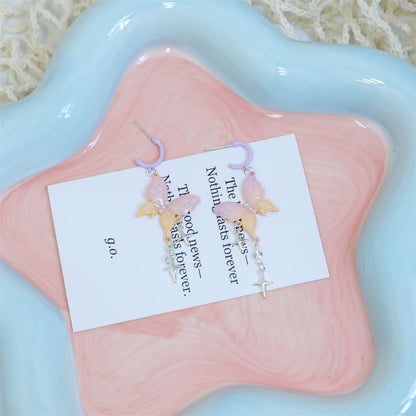 Fringed Earring Star Huggie Butterfly Drop