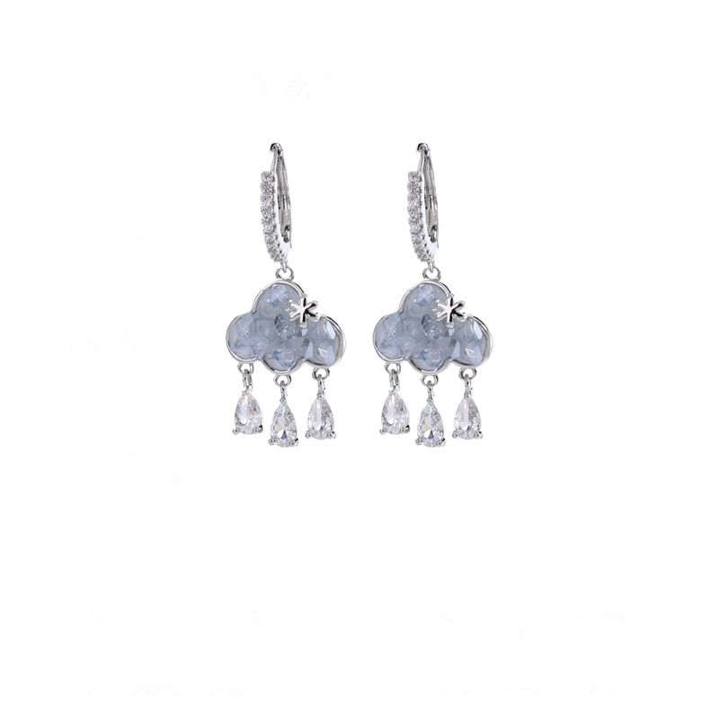 Earring Cloud Rhinestone Drop Huggie Fringed