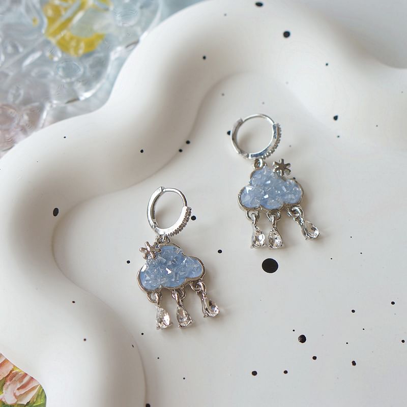 Earring Cloud Rhinestone Drop Huggie Fringed