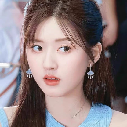 Earring Cloud Rhinestone Drop Huggie Fringed