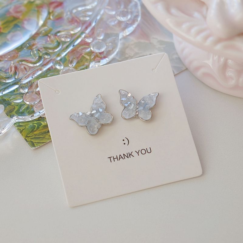 Crystal Ear Faux Butterfly Clip-On Earring / Stud