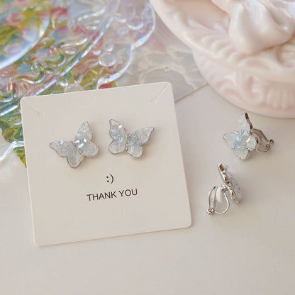 Crystal Ear Faux Butterfly Clip-On Earring / Stud