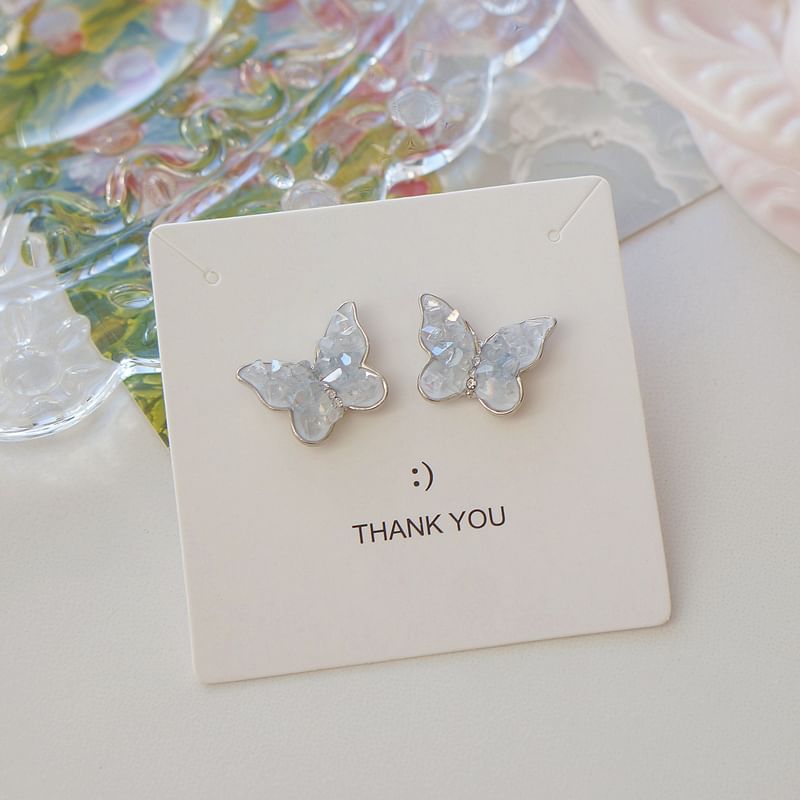 Crystal Ear Faux Butterfly Clip-On Earring / Stud