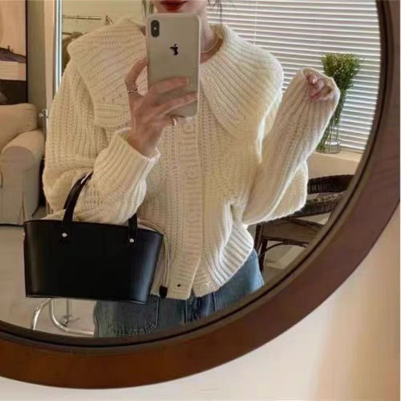 Peter Pan Collar Button Down Cable Knit Cardigan