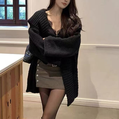 Collared Open Front Cardigan