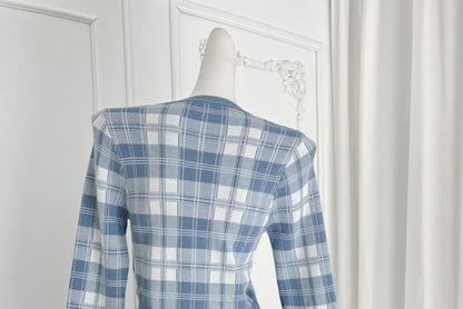Plaid Cardigan & High Rise Mini A-Line Skirt Set