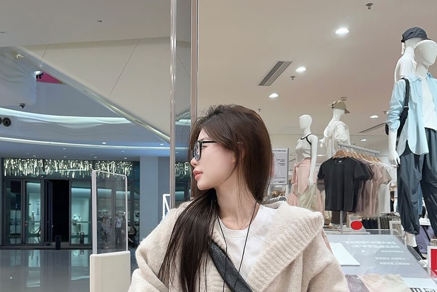 Hooded Oversized Cardigan with Pocket Detail