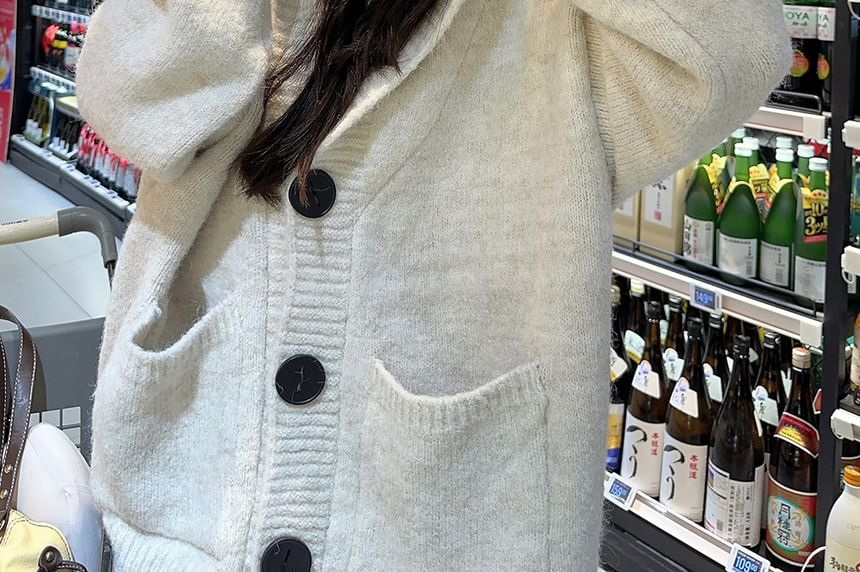 Hooded Oversized Cardigan with Pocket Detail