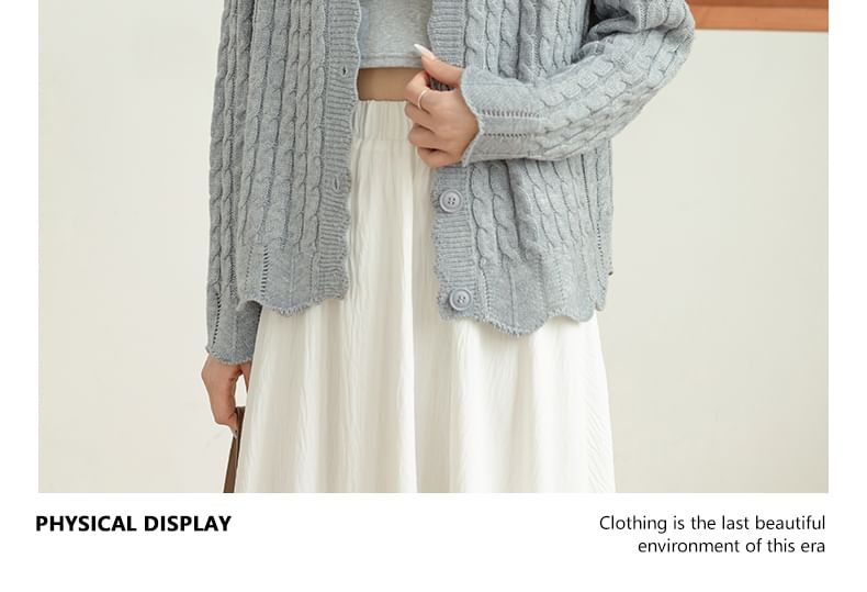 Cable Knit V-Neck Cardigan