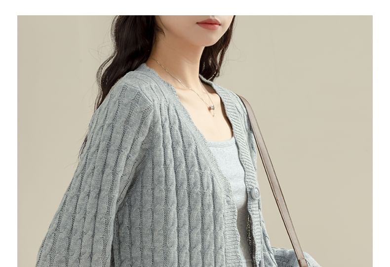 Cable Knit V-Neck Cardigan