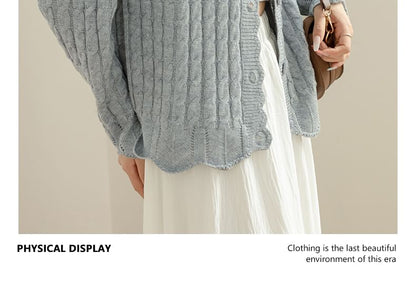 Cable Knit V-Neck Cardigan
