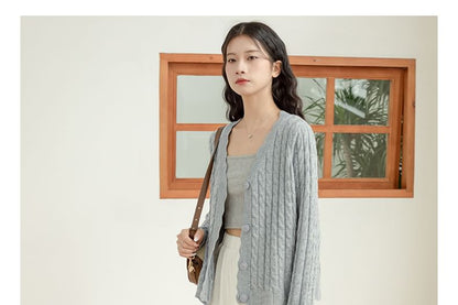Cable Knit V-Neck Cardigan