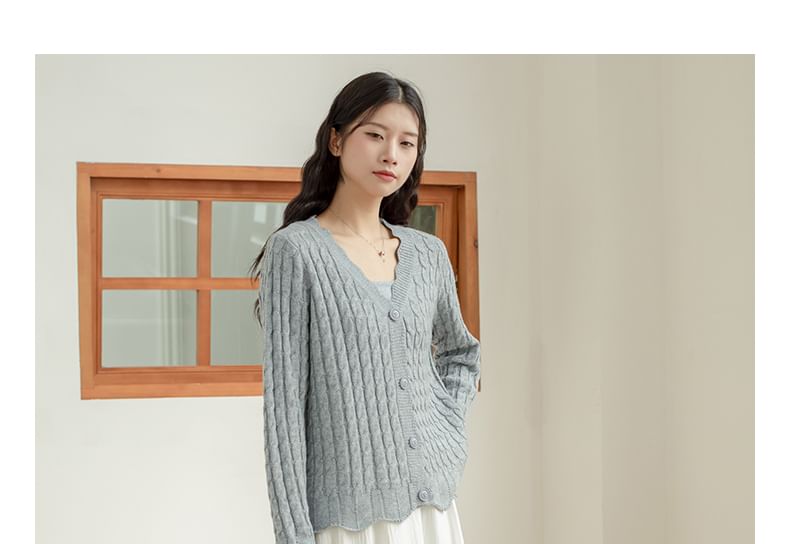 Cable Knit V-Neck Cardigan