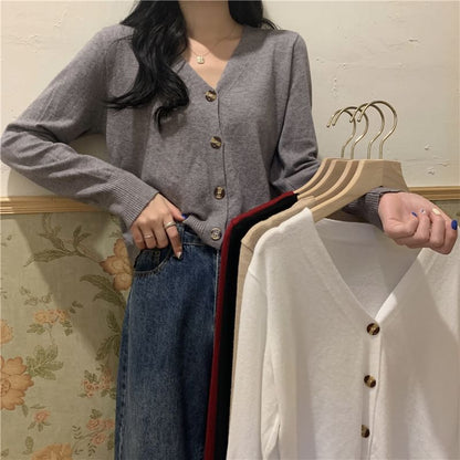 Button-Up V-Neck Cardigan