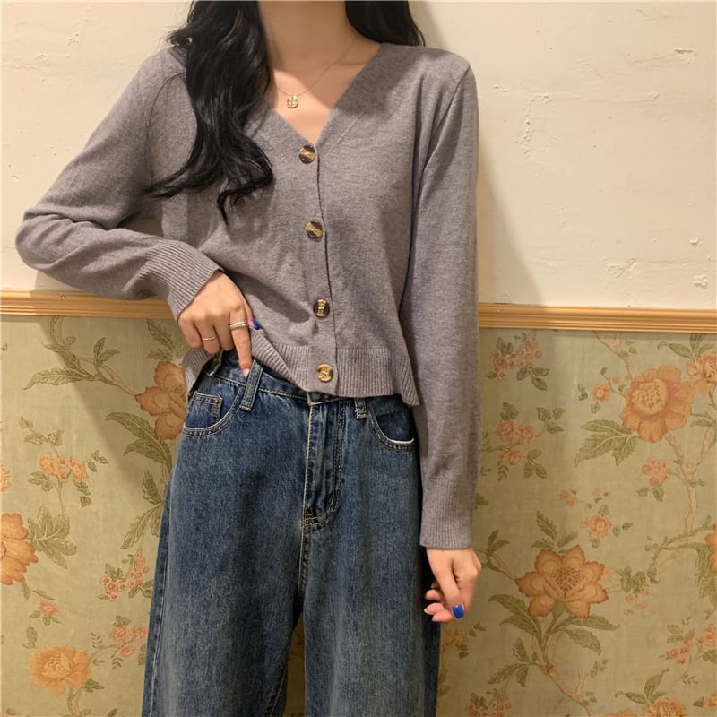 Button-Up V-Neck Cardigan