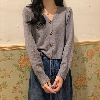 Button-Up V-Neck Cardigan
