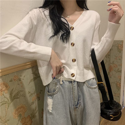 Button-Up V-Neck Cardigan