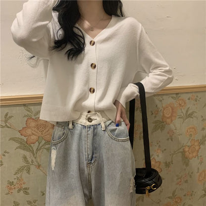 Button-Up V-Neck Cardigan