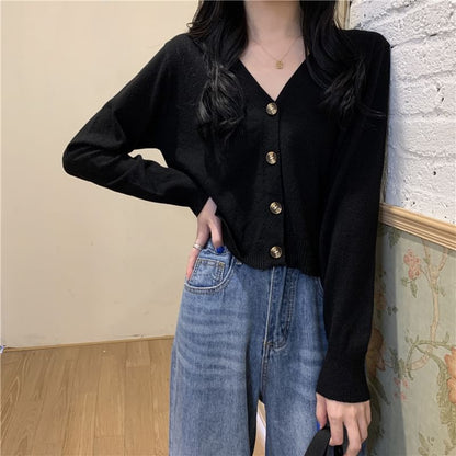 Button-Up V-Neck Cardigan