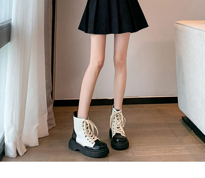 Pleated Mini A-Line Skirt with High Waist