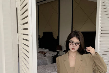 Double Breasted Blazer with Mesh Mermaid Maxi Dress