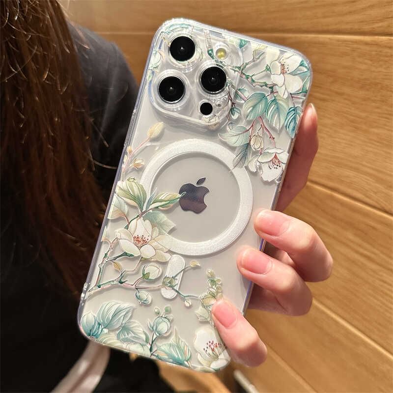 (Compatible MagSafe) Case with Phone Magnetic Floral