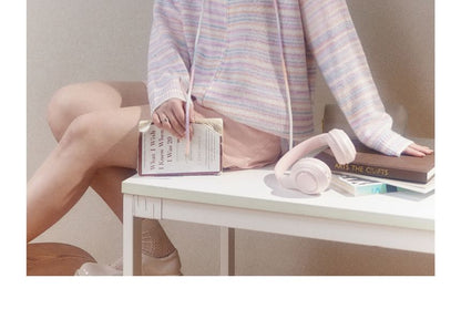 Plus Size Striped Zip-Up Knit Hoodie