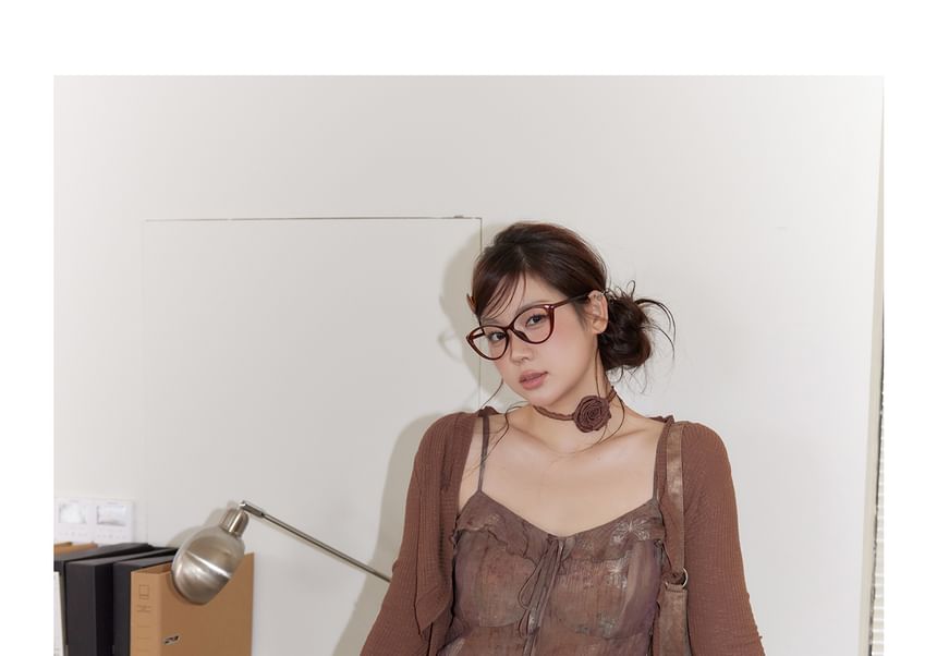 Plus Size Plain Tie Front Crop Cardigan