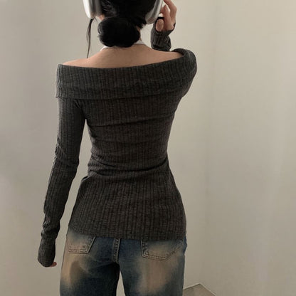Off-Shoulder Slim-Fit Cardigan & Halter-Neck Camisole Set
