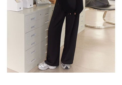 Plus Size High Rise Plain Wide Leg Suit Pants