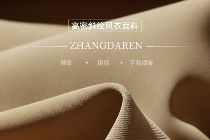 Plus Size Collared Plain Midi Double Breasted Trench Coat