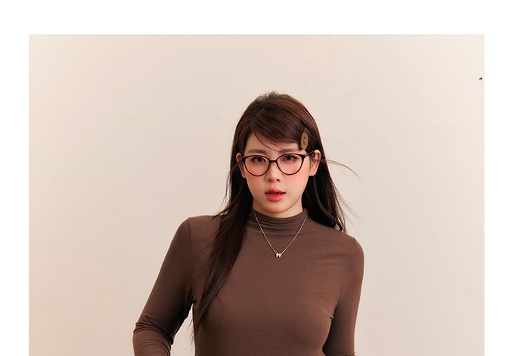 Plus Size Long Sleeve Mock Neck Plain Top