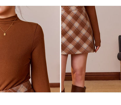 Plus Size Long Sleeve Mock Neck Plain Top