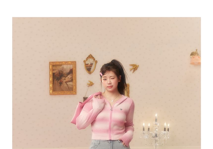 Plus Size High Rise Washed Bow Embroidered Wide Leg Jeans