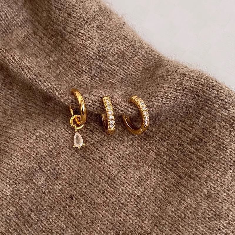 Rhinestone Drop Set of Alloy Huggie + Earring 3: