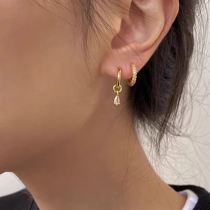 Rhinestone Drop Set of Alloy Huggie + Earring 3: