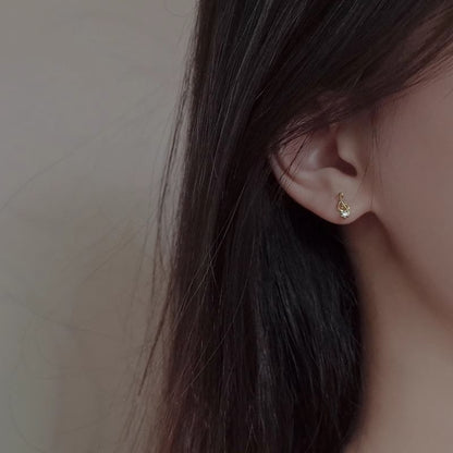 Rhinestone Stud Note Music Earring Asymmetrical Guitar Alloy